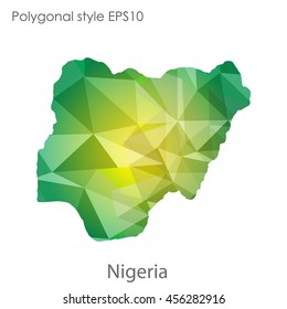 Nigeria in geometric polygonal style.Abstract gems triangle,modern design background. Vector illustration EPS10