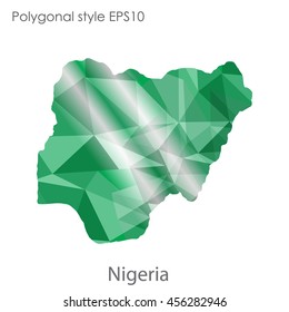 Nigeria in geometric polygonal style.Abstract gems triangle,modern design background. Vector illustration EPS10