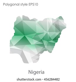 Nigeria in geometric polygonal style.Abstract gems triangle,modern design background. Vector illustration EPS10