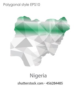 Nigeria in geometric polygonal style.Abstract gems triangle,modern design background. Vector illustration EPS10