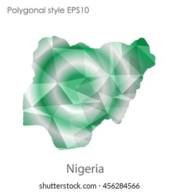 Nigeria in geometric polygonal style.Abstract gems triangle,modern design background. Vector illustration EPS10