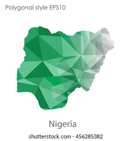 Nigeria in geometric polygonal style.Abstract gems triangle,modern design background. Vector illustration EPS10