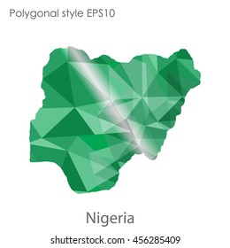 Nigeria in geometric polygonal style.Abstract gems triangle,modern design background. Vector illustration EPS10