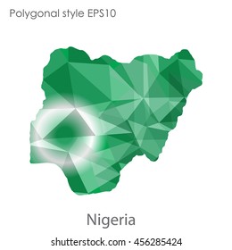 Nigeria in geometric polygonal style.Abstract gems triangle,modern design background. Vector illustration EPS10