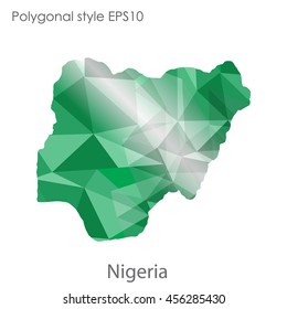 Nigeria in geometric polygonal style.Abstract gems triangle,modern design background. Vector illustration EPS10
