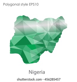 Nigeria in geometric polygonal style.Abstract gems triangle,modern design background. Vector illustration EPS10