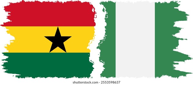 Nigeria and Ghana grunge flags connection, vector