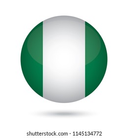 Nigeria glossy round button. Vector Illustration EPS10.