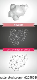 Nigeria graphic vector maps of Nigeria, polygonal, grey, mosaic, triangle illustrations