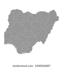 Nigeria grey map with states. Vector illustration.