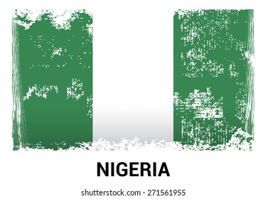 Nigeria grunge flag isolated vector in official colors and Proportion Correctly. country's name label in bottom. Vector Illustration
