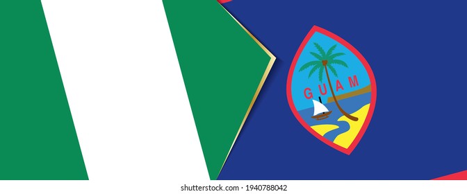 Nigeria and Guam flags, two vector flags symbol of relationship or confrontation.