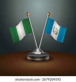 Nigeria und Guatemala Tabellenflaggen Beziehung mit Farbverlauf-Hintergrund. Vektorgrafik