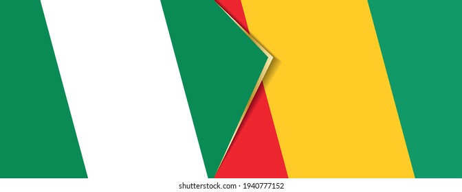 Nigeria and Guinea flags, two vector flags symbol of relationship or confrontation.