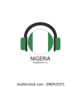 Nigeria headphone flag vector on white background. 