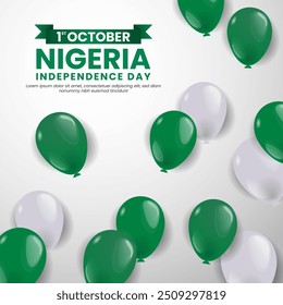 Nigeria Independence Day background with balloons illustration