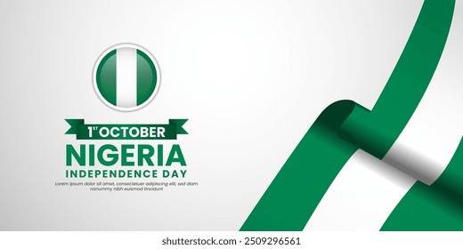 Nigeria independence day banner background design template with waving flag