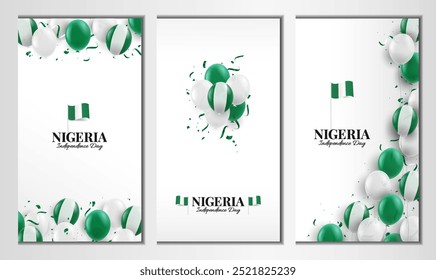Nigeria Independence Day. Banner set. Vector Illustration.
