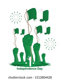 Nigeria Independence Day Greetings With hands holding flags. 1st of October. vector