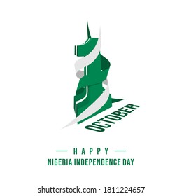 Nigeria Independence Day with Typography design of Number 1 when celebrate on 1 October.