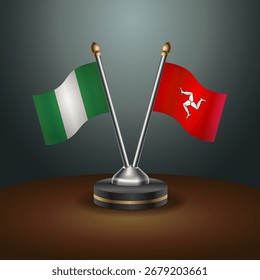 A tabela da Nigéria e da Ilha de Man sinaliza a relação com o plano de fundo gradiente. Ilustração de vetor