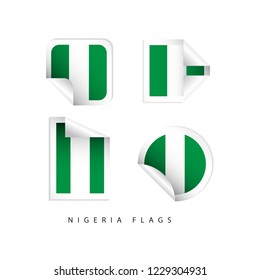 Nigeria Label Flags Vector Template Design Illustration