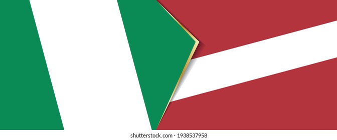 Nigeria and Latvia flags, two vector flags symbol of relationship or confrontation.