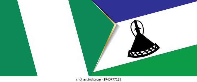 Nigeria and Lesotho flags, two vector flags symbol of relationship or confrontation.