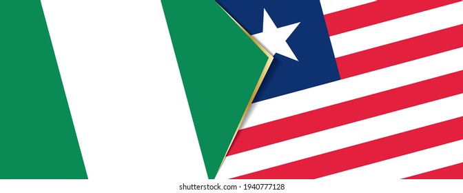 Nigeria and Liberia flags, two vector flags symbol of relationship or confrontation.