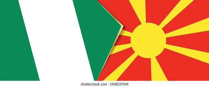 Nigeria und Mazedonien Flaggen, zwei Vektorflaggen Symbol für Beziehung oder Konfrontation.