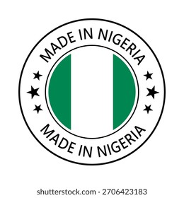 Nigeria Made in Stamp in circle with flag Vector template on white background