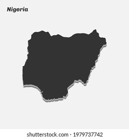 Nigeria map 3d silhouette. Vector illustration.