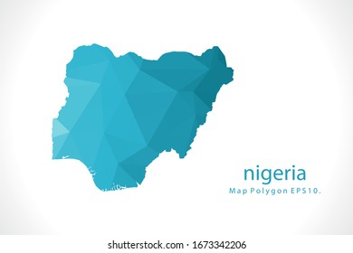nigeria Map Abstrakte geometrische, abgerundete dreieckige Grafik mit Low-Poly-Stil auf weißem Hintergrund
