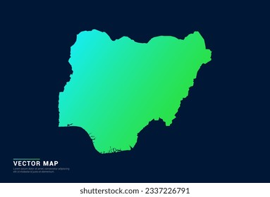Nigeria map of abstract gradient green blue concept with technology light effect vector.