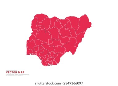 Nigeria Map - abstract style red isolated on white background for infographic, design vector.