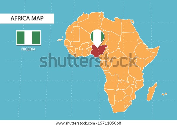 Nigeria Map Africa Icons Showing Nigeria Stock Vector Royalty