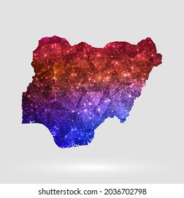 Nigeria map background in polygonal style. Vector illustration low poly colorful Nigeria map of isolated. Vector EPS 10.