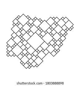 Nigeria map from black pattern from a grid of squares of different sizes. Vector illustration.