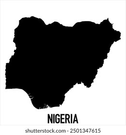 Nigeria Map - black World Map International vector template with High detailed isolated on white background - Vector