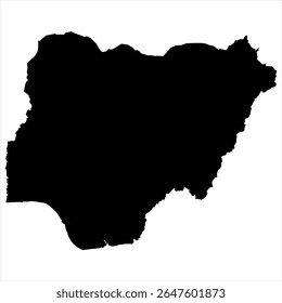 Nigeria Map - black World Map International vector template with High detailed isolated on white background - Vector