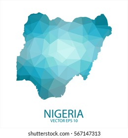 Nigeria map - blue geometric rumpled triangular low poly style gradient graphic background , polygonal design for your . Vector illustration eps 10.