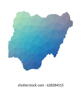    
Nigeria map - blue geometric rumpled triangular low poly style gradient graphic background , polygonal design for your . Vector illustration eps 10.