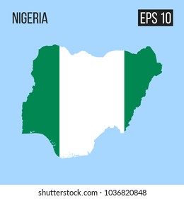 Nigeria map border with flag vector EPS10