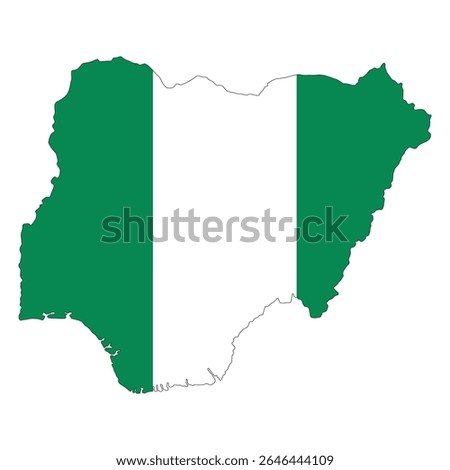 Nigeria map with country flag. Map of Nigeria with flag