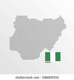 Nigeria Map design with flag and light background vector 