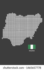 Nigeria map design white square, black background with flag Nigeria.
