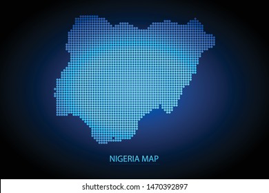 Nigeria map dotted style. Vector illustration isolated. Map of Africa. Symbol for your web site design map logo, app, ui, Travel vector eps10, concept Illustration.