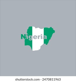 Nigeria map and flag color design on gray background
