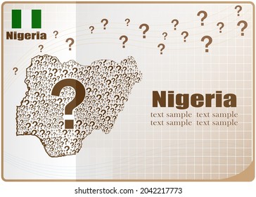 Nigeria Kartenflagge aus Fragezeichen.