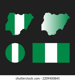 Mapa de Nigeria, bandera y elementos vectores nacionales......